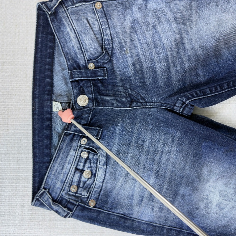 True Religion Skinny Jeans Blue Acid Wash Horseshoe Pocket Denim Pants - Picture 11 of 14